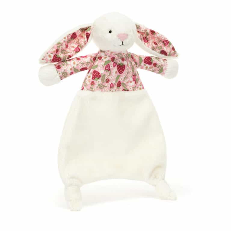 doudou jellycat pas cher blossom cream bunny berry comforter lapin creme bebe couverture douceur naissance peluche collection jellycat doudou plat enfant cadeau baby comforter soft toy