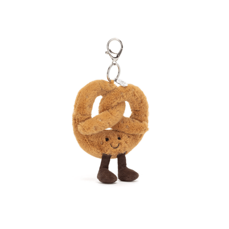 Porte-clé Amuseables Bretzel - Jellycat, vue de face sur fond blanc