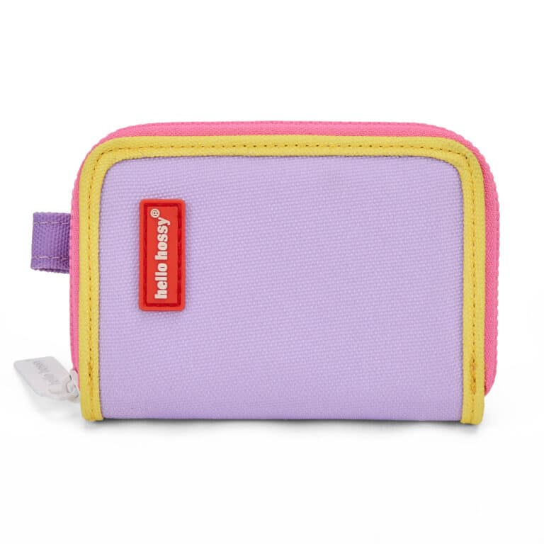Porte-monnaie - Mini mauve - Hello Hossy, vue de face sur fond blanc