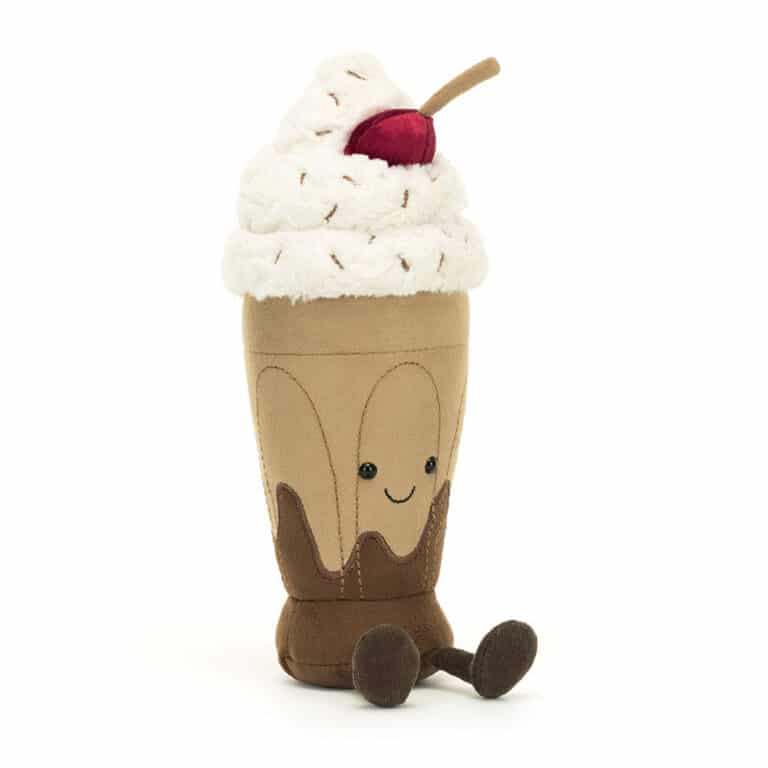 Doudou milkshake chocolat Marin Amuseables - Jellycat, vue de face sur fond blanc