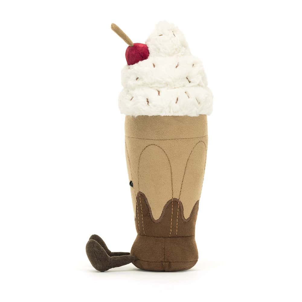 Doudou milkshake chocolat Marin Amuseables - Jellycat, vue de côté sur fond blanc