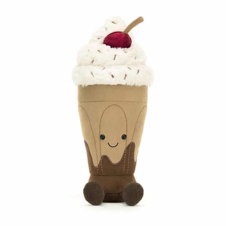 Doudou milkshake chocolat Marin Amuseables - Jellycat, vue de face sur fond blanc
