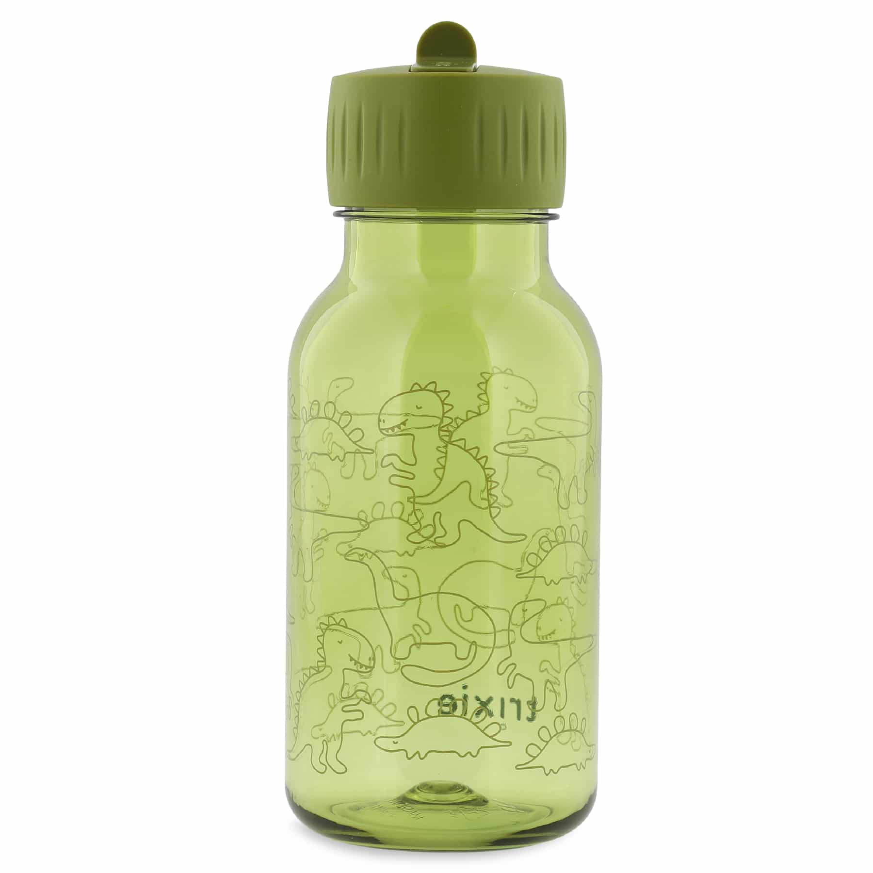 Gourde tritan - Dino - Trixie Baby, vue de dos sur fond blanc