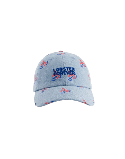 Casquette adulte en jean « Lobster forever » - Chamaye, vue sur fond blanc de face