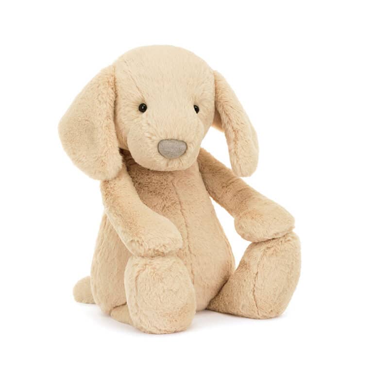 Doudou Bashful Luxe Puppy - Orlando - Jellycat - Vu de face sur fond blanc