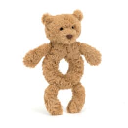 Doudou Hochet Ours Bartholomew  – Jellycat - Vu de face sur fond blanc