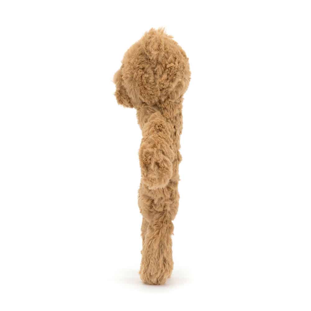 Doudou Hochet Ours Bartholomew  – Jellycat - Vu de côté sur fond blanc