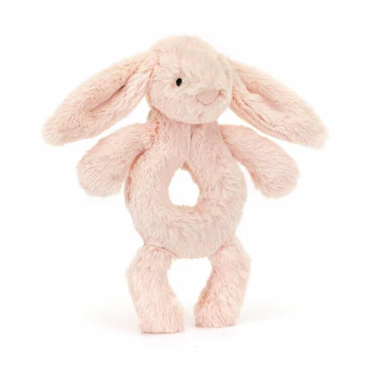 Doudou Hochet Lapin Blush Bashful – Jellycat - Vu de face sur fond blanc