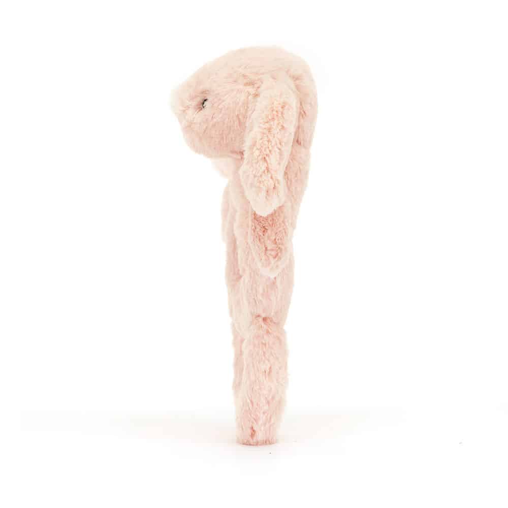 Doudou Hochet Lapin Blush Bashful – Jellycat - Vu de côté sur fond blanc