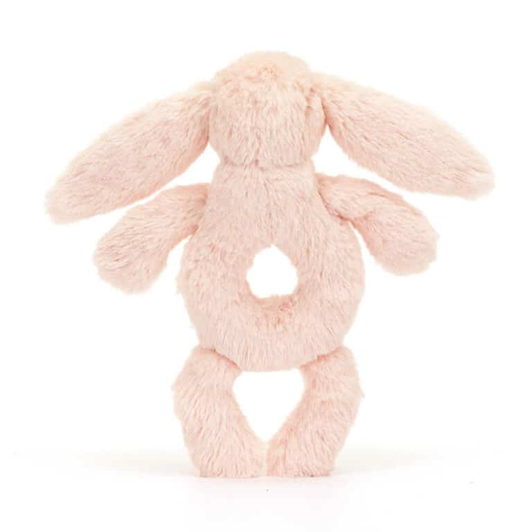 Doudou Hochet Lapin Blush Bashful – Jellycat - Vu de dos sur fond blanc