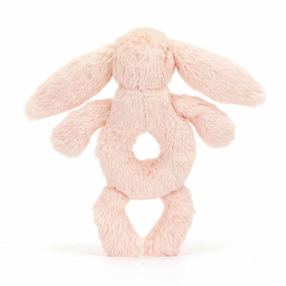 Doudou Hochet Lapin Blush Bashful – Jellycat - Vu de dos sur fond blanc
