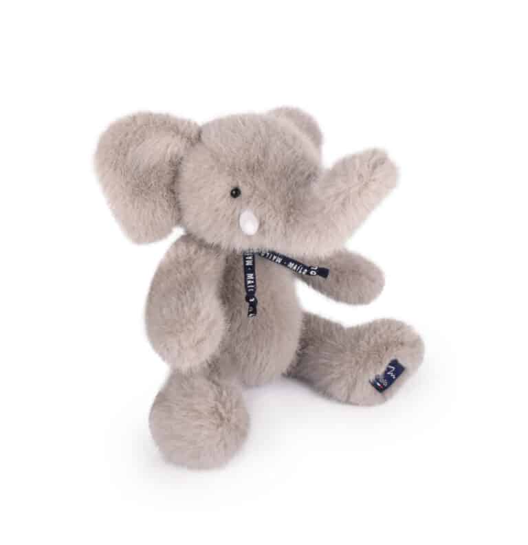 Peluche Elephant Sowen Gris Souris Mailou fond blanc de profil gauhce