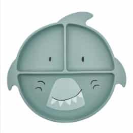 Assiette avec ventouse en silicone et compartiments – Mr. Requin – Trixie - Vue de face sur fond blanc