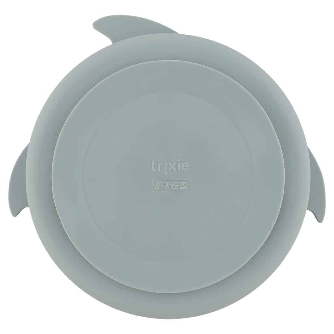 Assiette avec ventouse en silicone et compartiments – Mr. Requin – Trixie - Vue de dos sur fond blanc