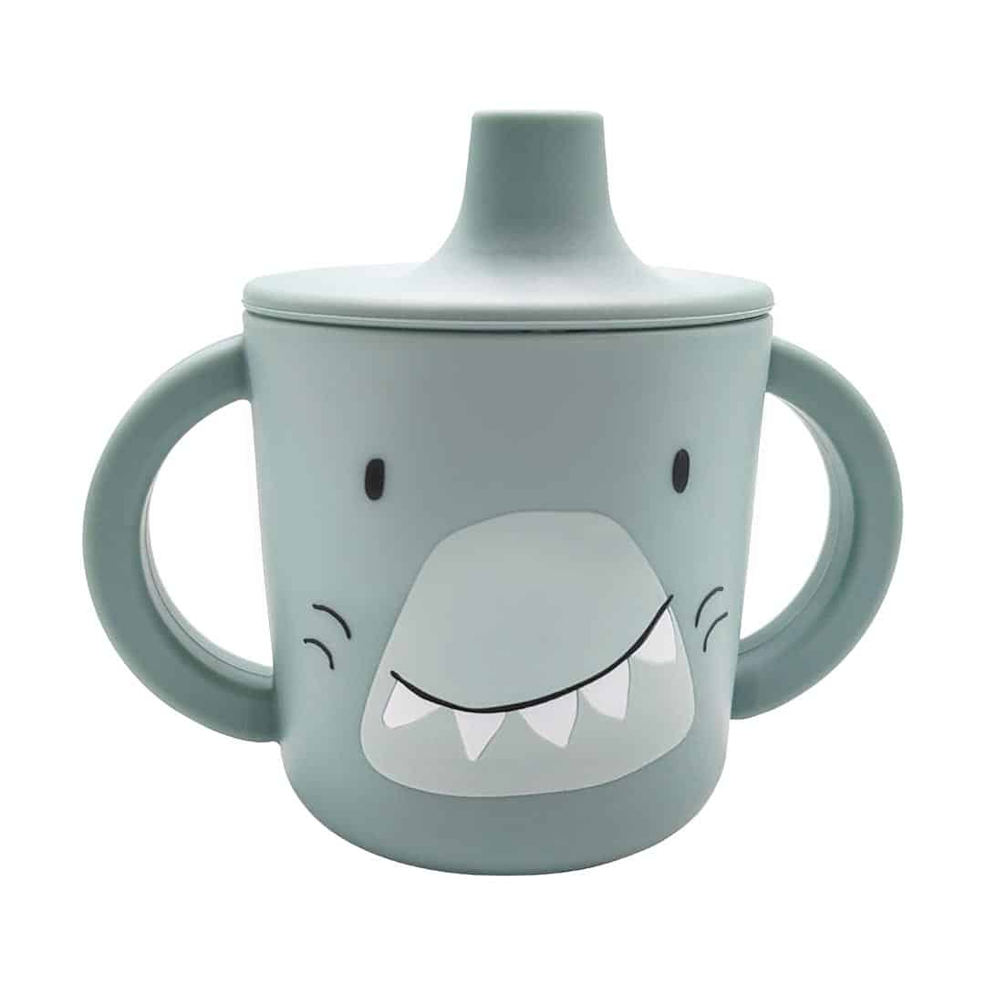 Tasse en silicone avec tétine – Mr Requin – Trixie - Vue de face sur fond blanc