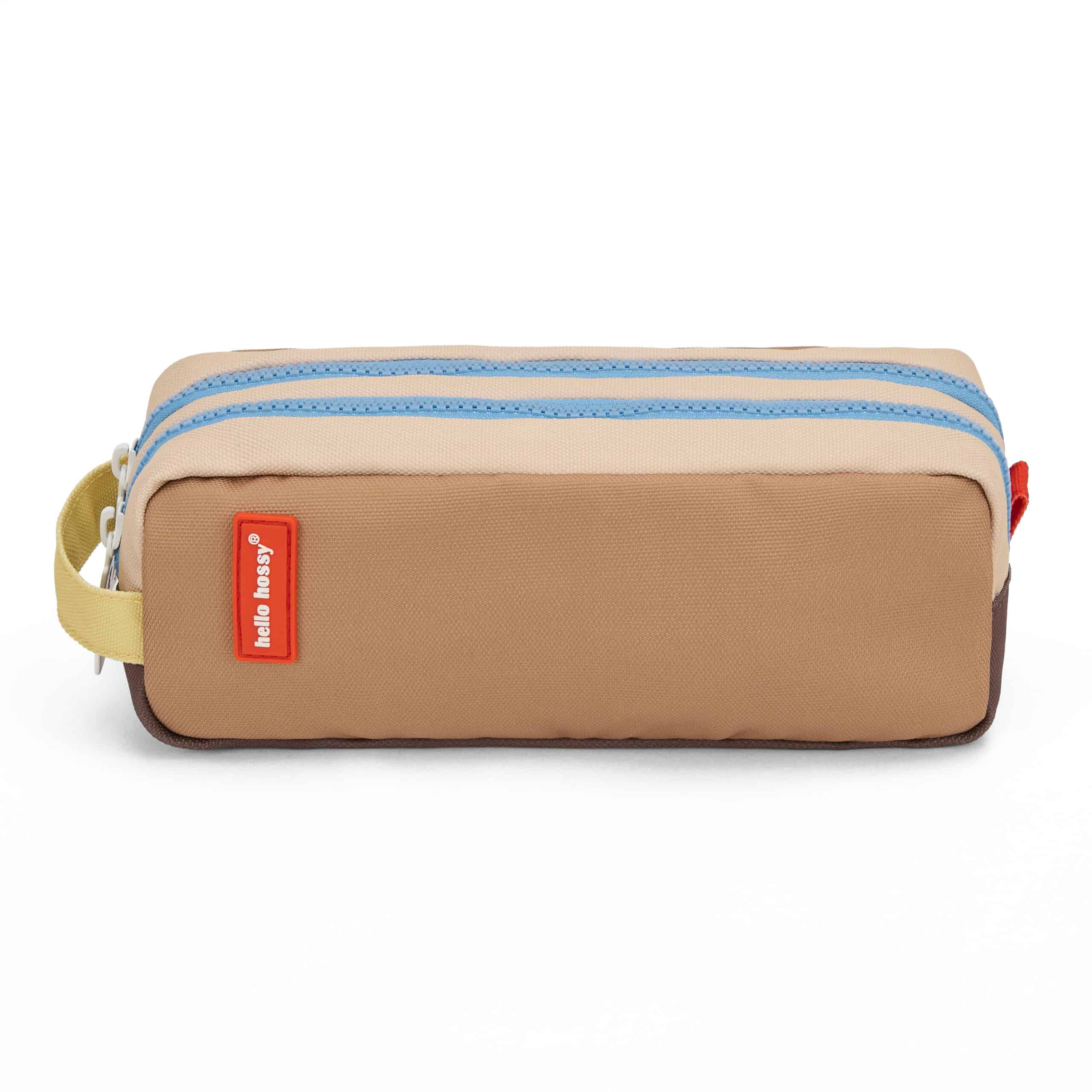 Trousse double compartiment mini walnut - Hello Hossy, vue de face sur fond blanc