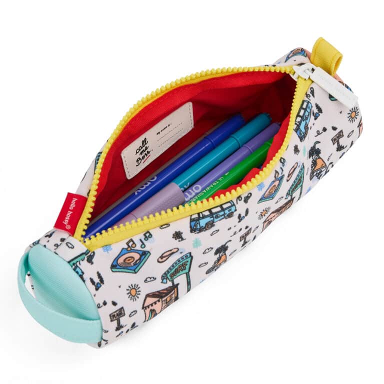 Trousse Hossegor - Hello Hossy, vue du dessus ouverte sur fond blanc