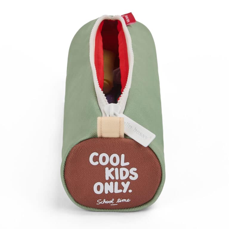 Trousse mini pistache - Hello Hossy, vue de côté ouverte sur fond blanc