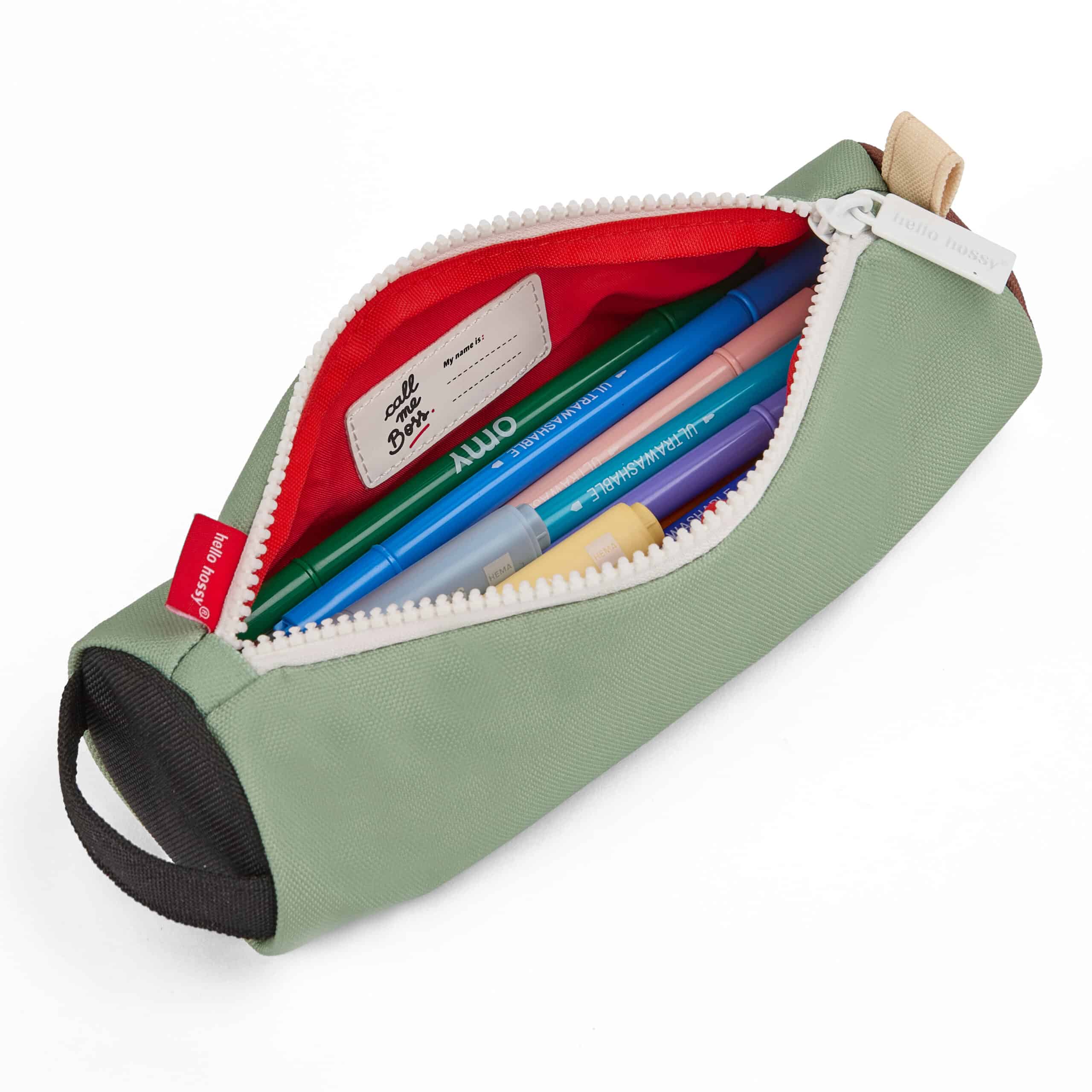 Trousse mini pistache - Hello Hossy, vue du dessus ouverte sur fond blanc