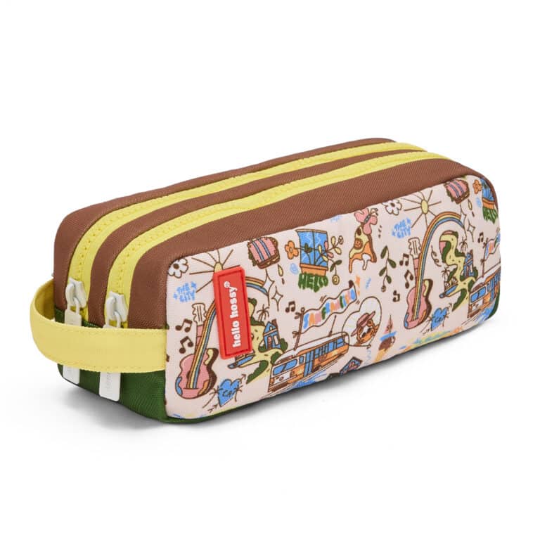 Trousse double compartiment San Francisco - Hello Hossy, vue de côté sur fond blanc