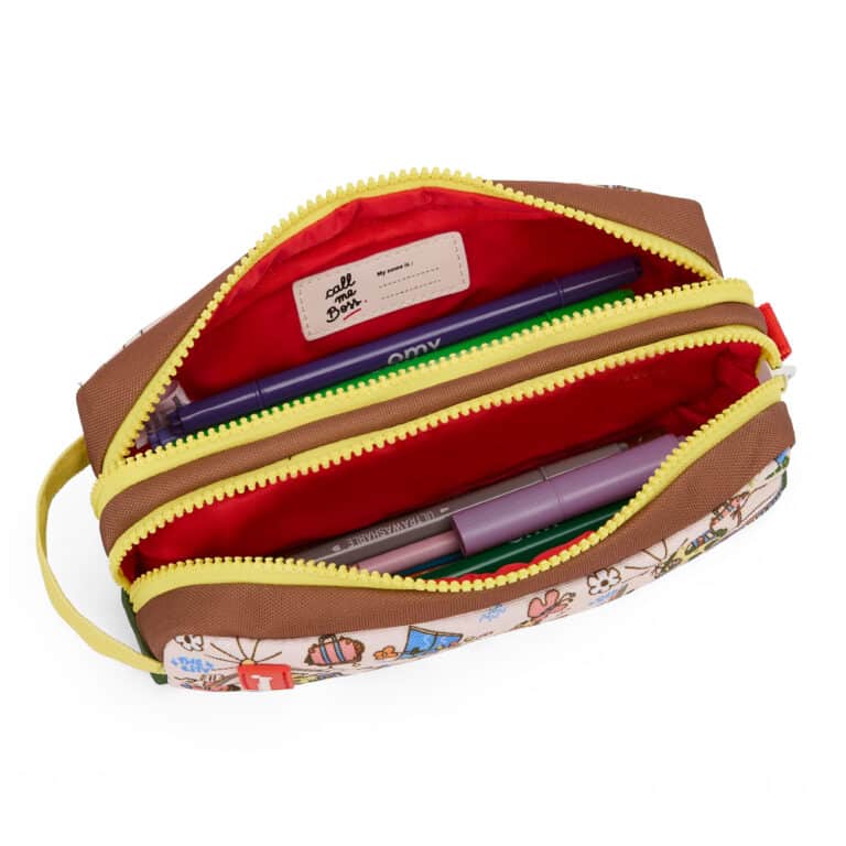 Trousse double compartiment San Francisco - Hello Hossy, vue du dessus, trousse ouverte sur fond blanc