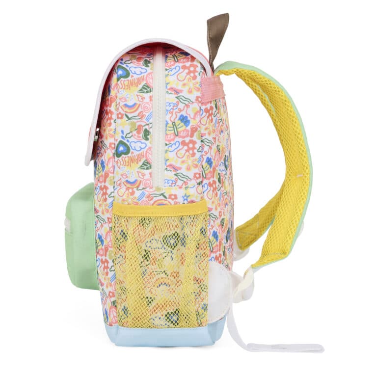 Sac à dos happiness - Hello Hossy, vue de côté sur fond blanc