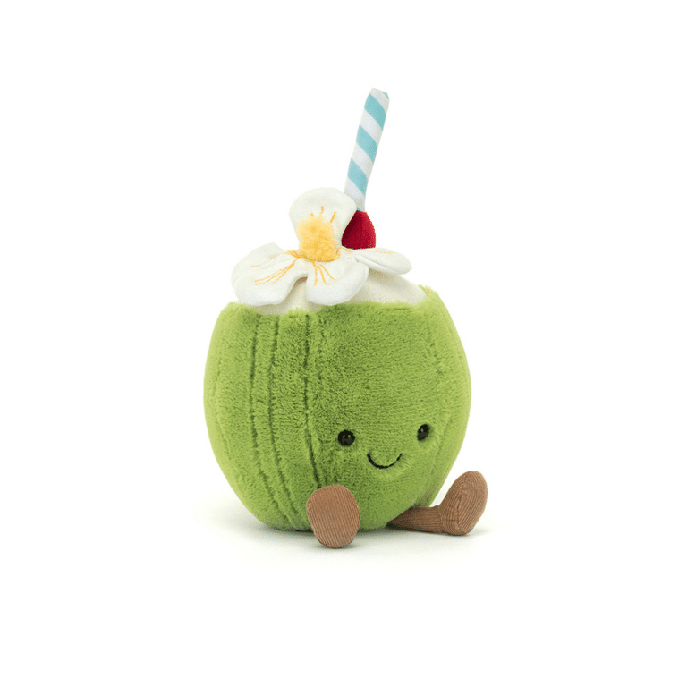 Doudou Aruba noix de coco Amuseables - Jellycat, vue de face sur fond blanc
