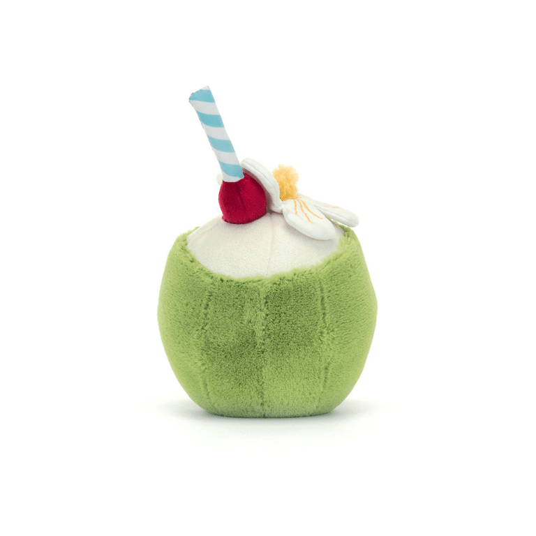 Doudou Aruba noix de coco Amuseables - Jellycat, vue de dos sur fond blanc