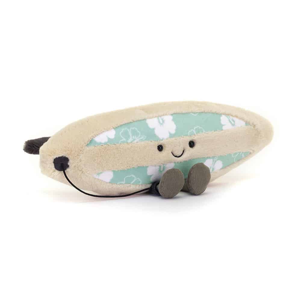 Doudou planche de surf Amuseables - Jellycat, vue de face sur fond blanc