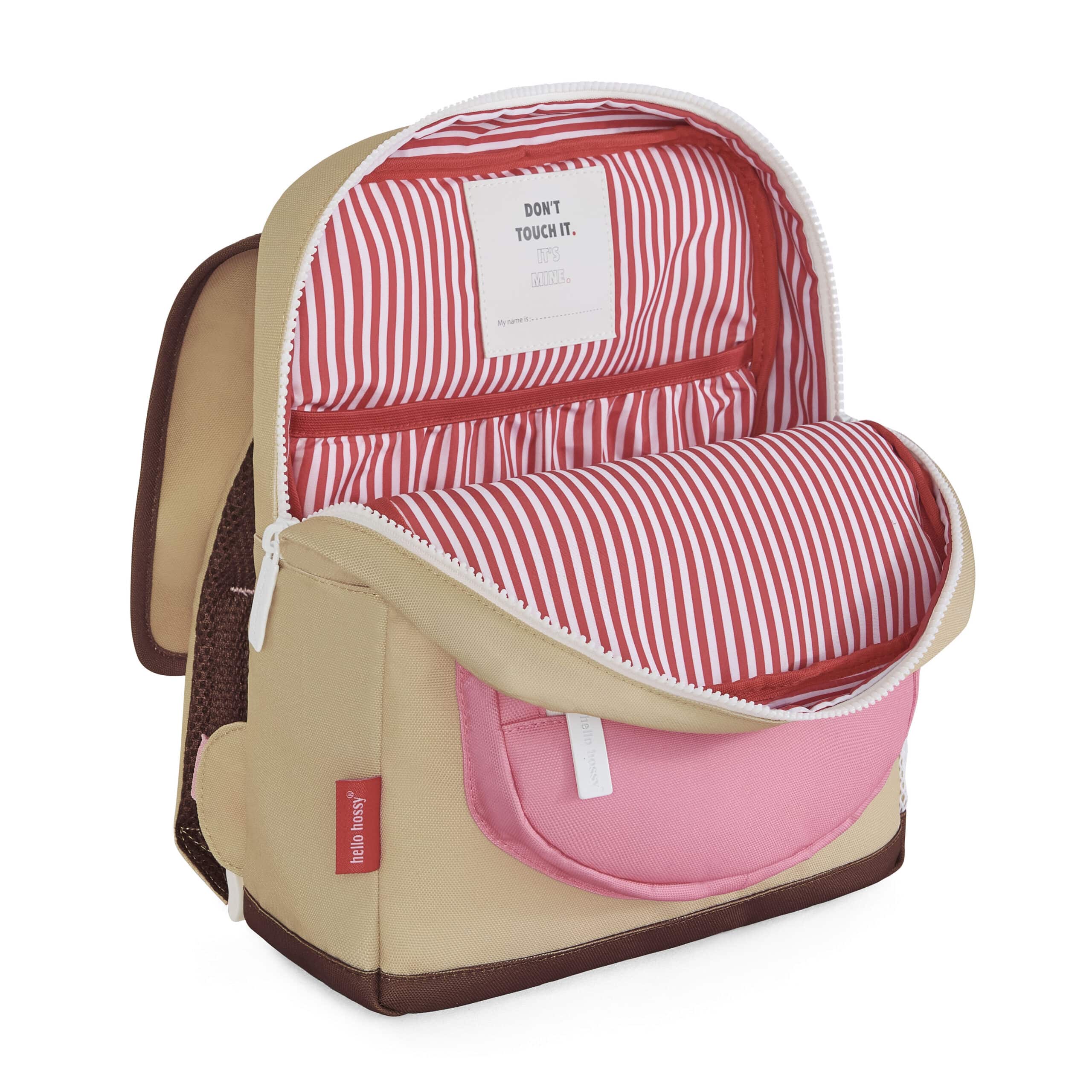 sac à dos mini macaroon hello hossy vue de l'intérieur sur fond blanc