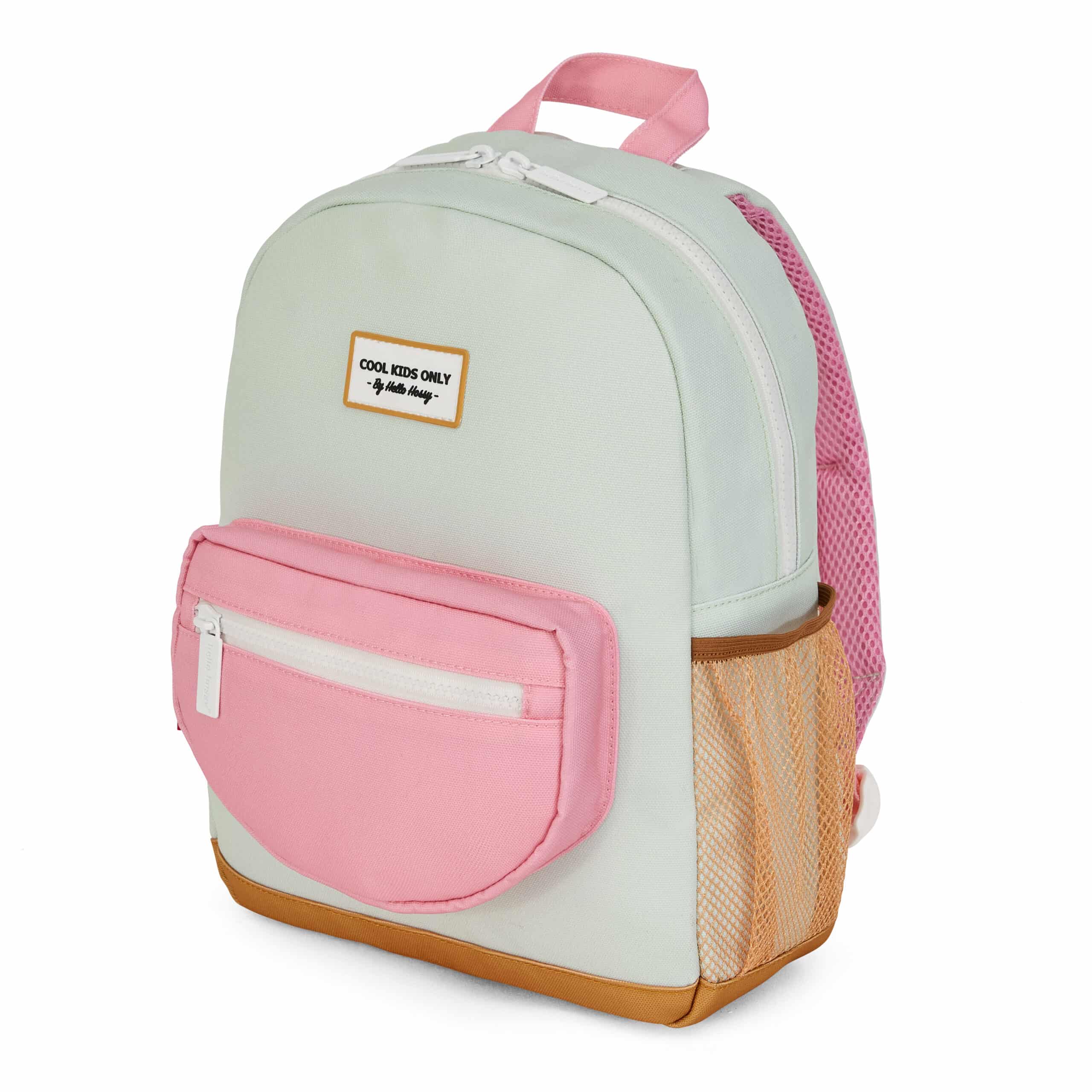 Sac à dos hello hossy mini green vue en biais sur fond blanc