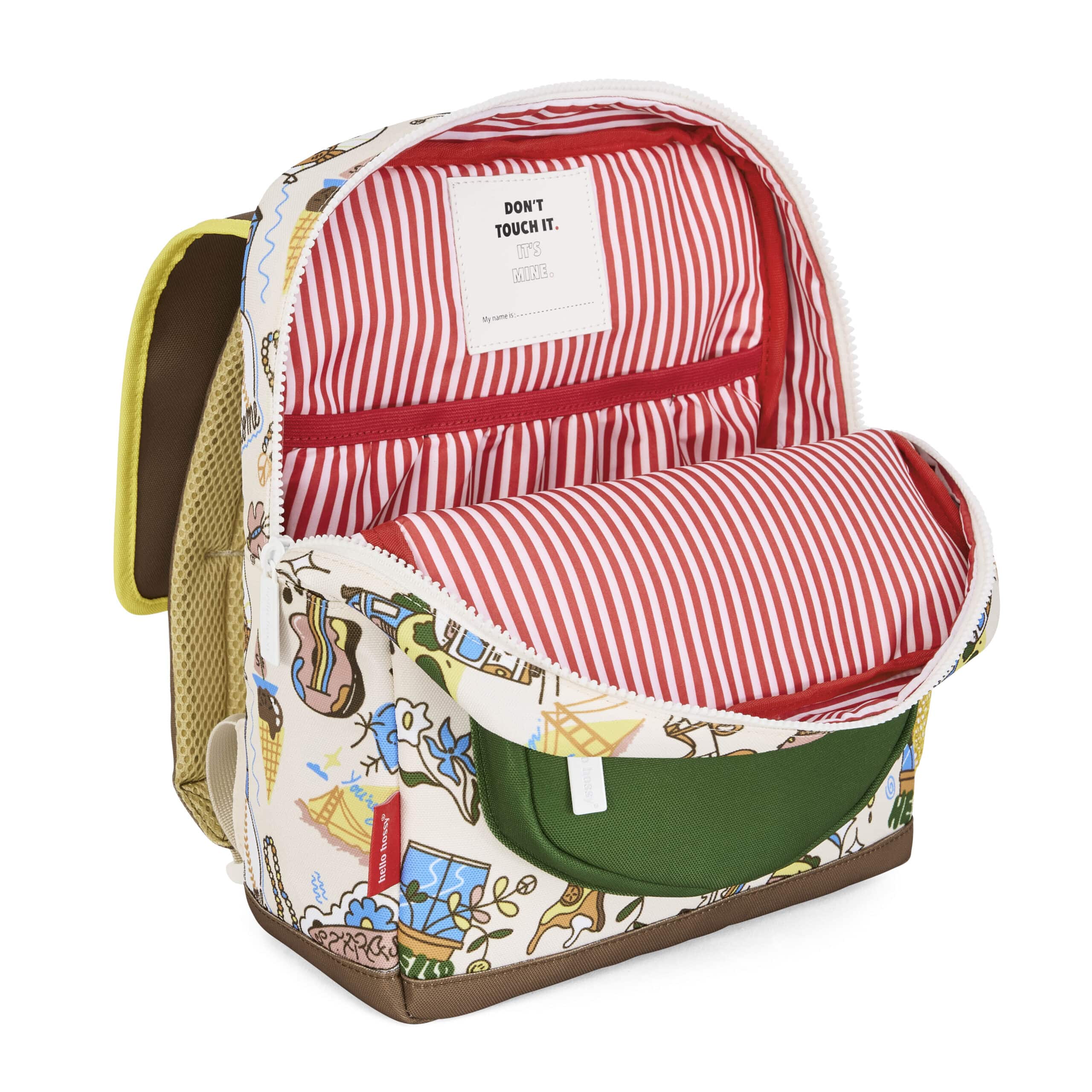 sac à dos san francisco hello hossy vue intérieur sur fond blanc