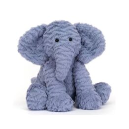Doudou Éléphant Bleu – Jellycat - Vu de face sur fond blanc
