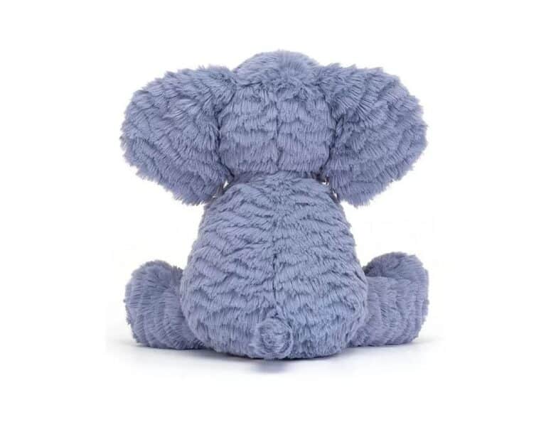 Doudou Éléphant Bleu – Jellycat - Vu de dos sur fond blanc