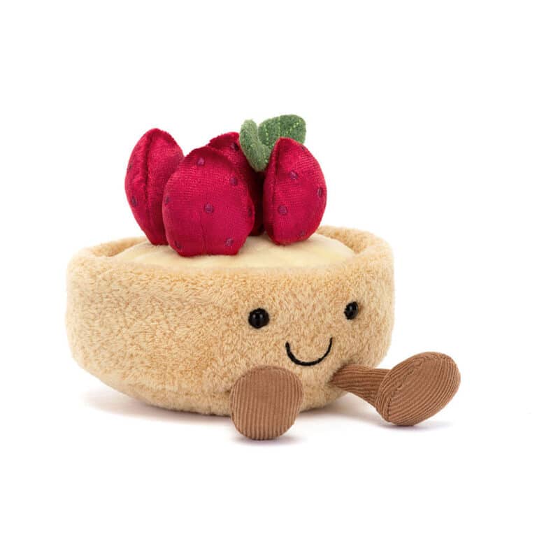 Doudou Tarte aux Fraises Fleurette – Jellycat - Vu de face sur fond blanc