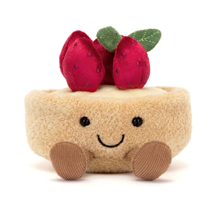 Doudou Tarte aux Fraises Fleurette – Jellycat - Vu de face sur fond blanc