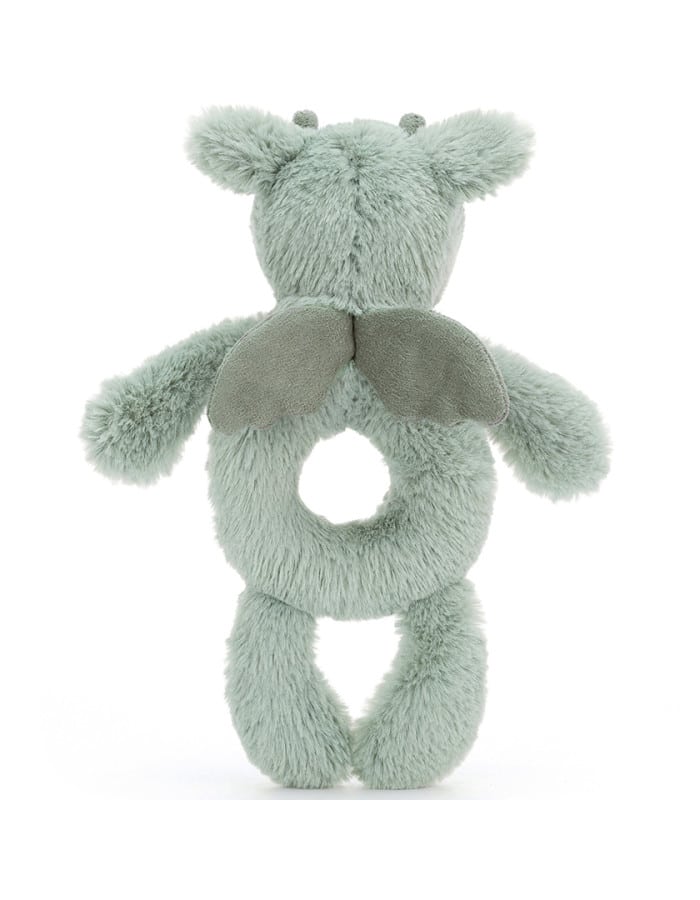 Doudou Hochet Bashful Dragon – Jellycat - Vu de dos sur fond blanc