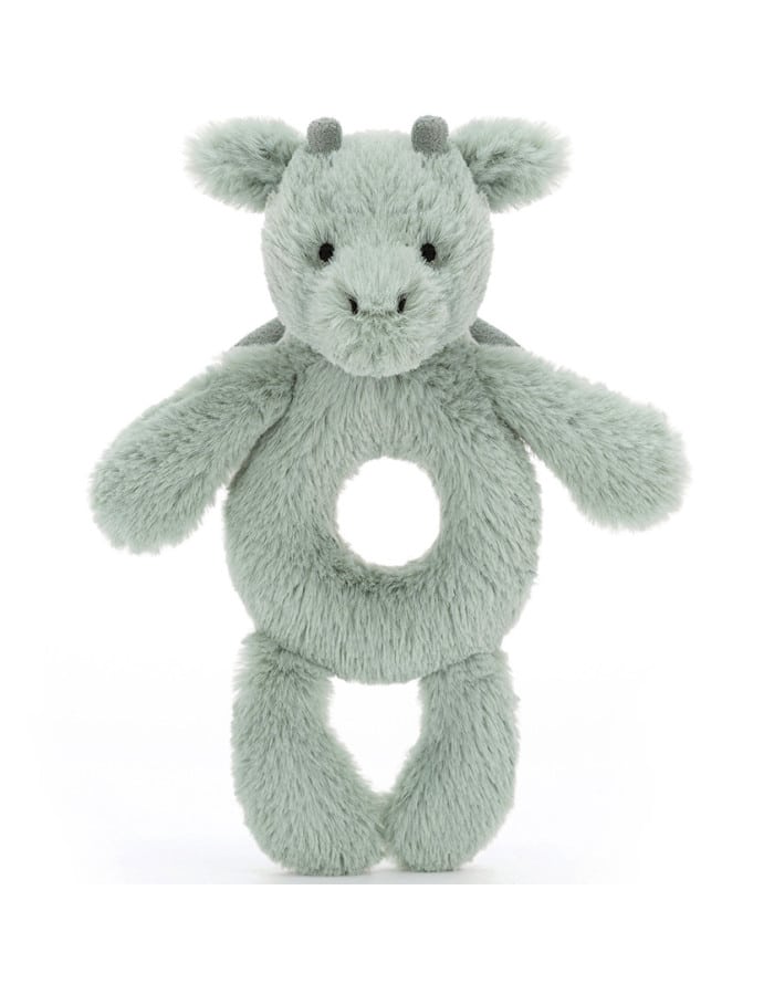 Doudou Hochet Bashful Dragon – Jellycat - Vu de face sur fond blanc