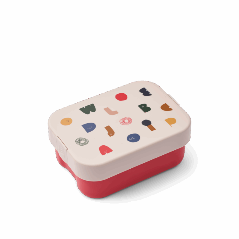 Lunchbox - Lettres - Sable - Liewood, vue de face sur fond blanc