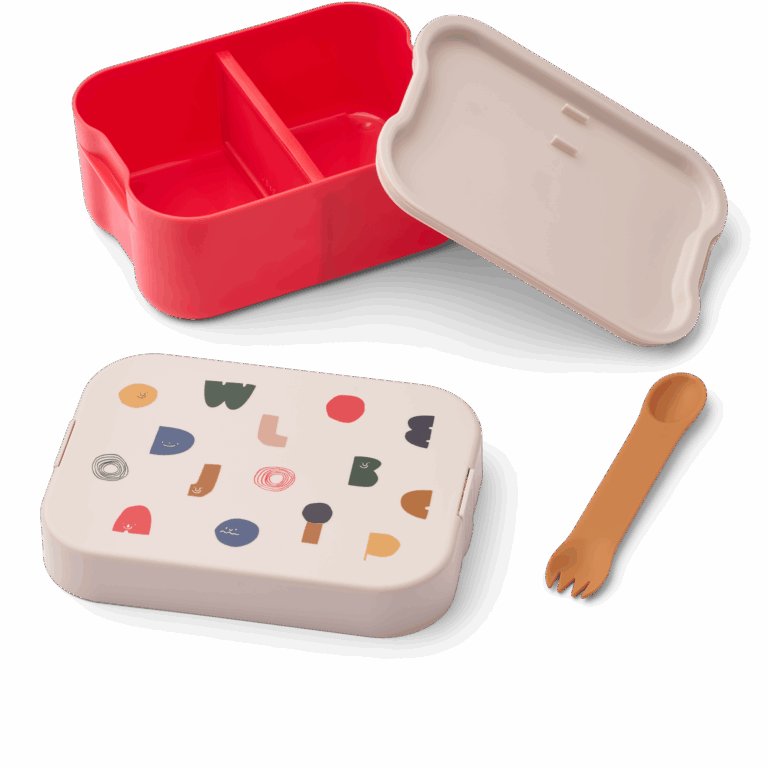 Lunchbox - Lettres - Sable - Liewood, vue ouverte sur fond blanc