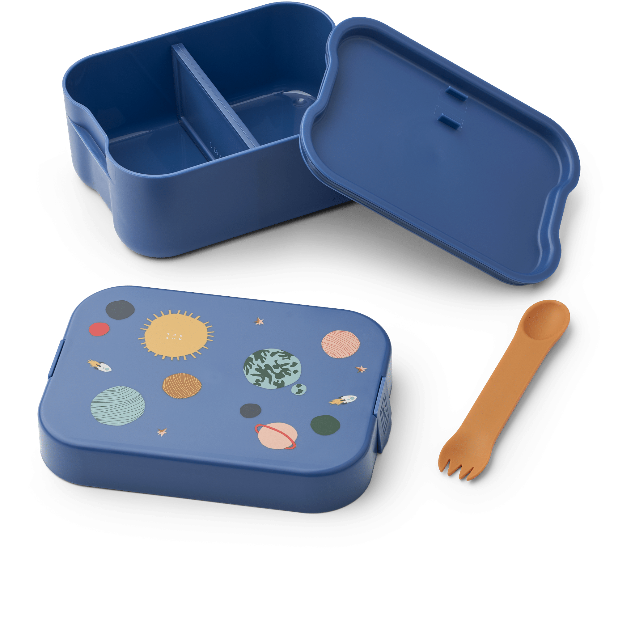 Lunchbox - Univers - Bleu marine - Liewood, vue ouverte sur fond blanc