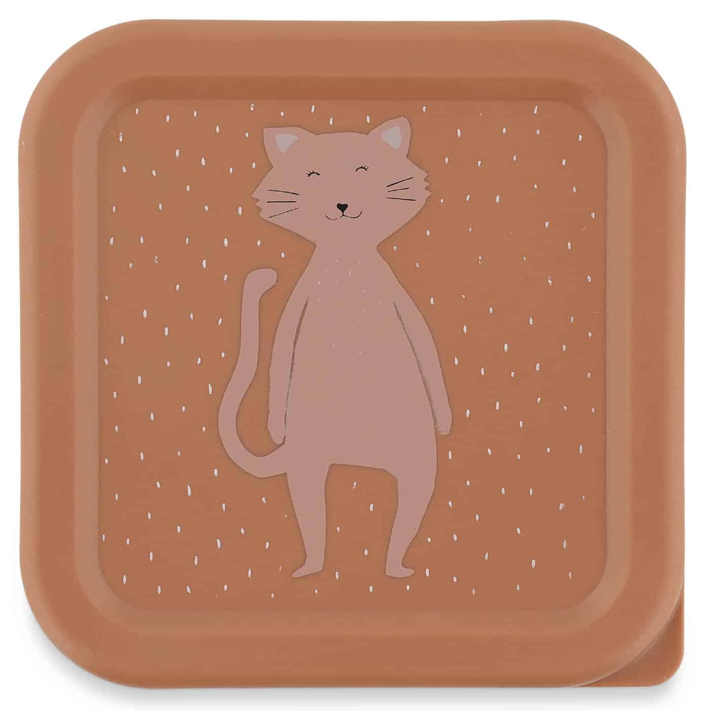 Boîte à goûter 3 pièces - Mlle Chat - Trixie, vue de la plus grande boite de face sur fond blanc
