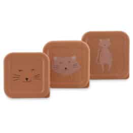 Boîte à goûter 3 pièces - Mlle Chat - Trixie, vue de face des 3 boites sur fond blanc
