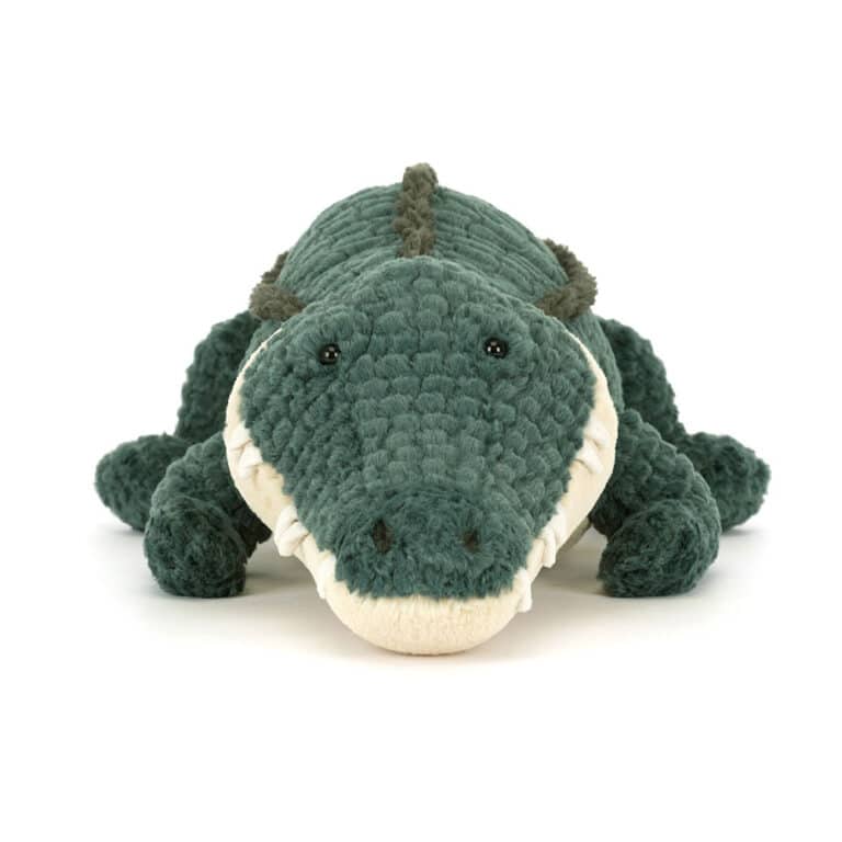 Doudou Allexi Alligator – Jellycat - Vu de face sur fond blanc