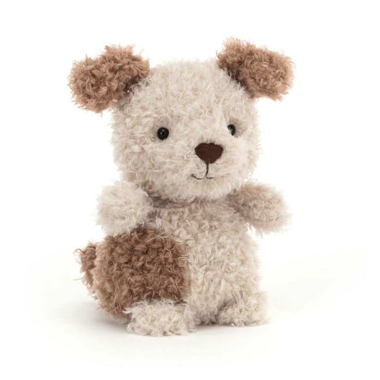 Doudou Petit Chiot – Jellycat - Vu de face sur fond blanc