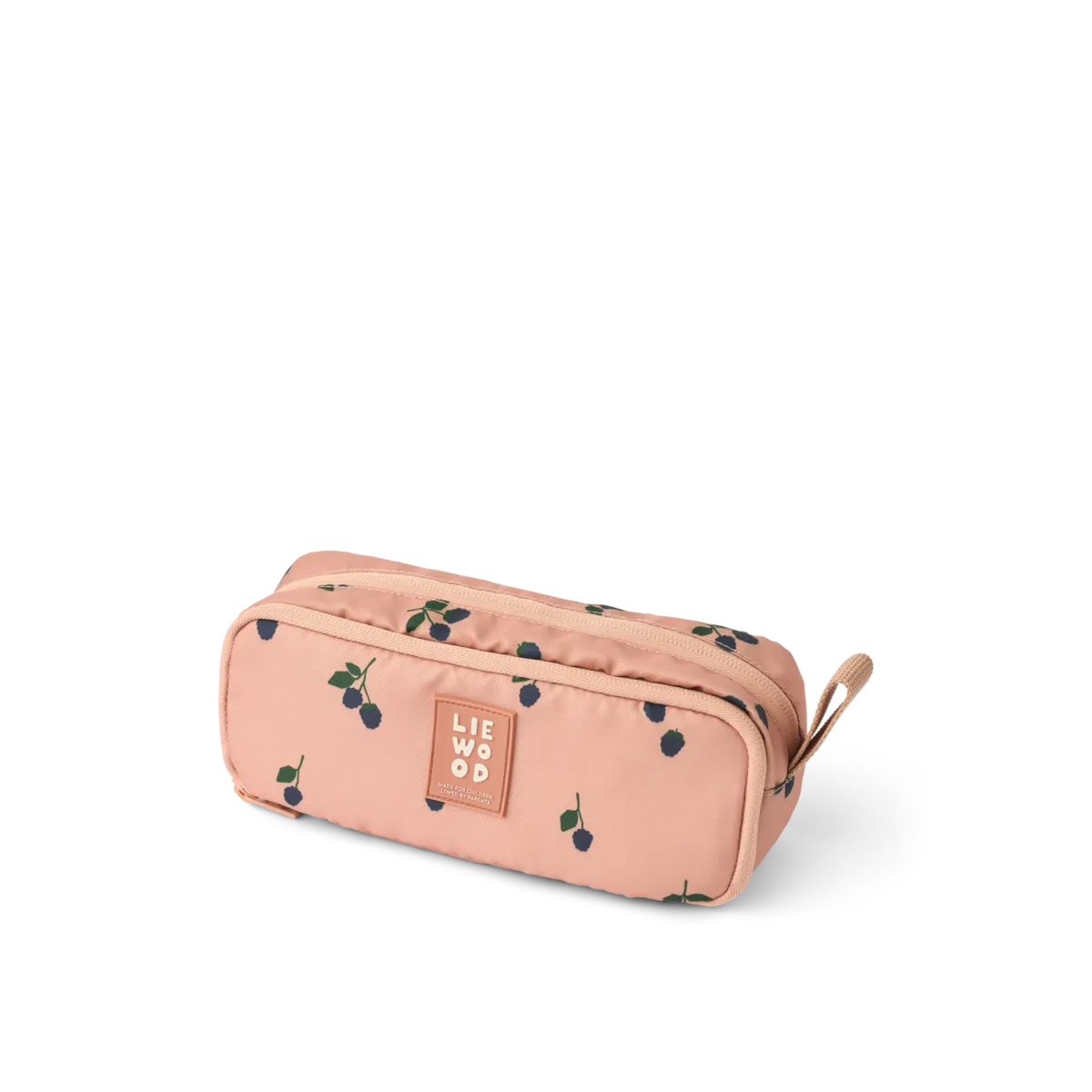 Trousse d'école baies rose Liewood sur fond blanc