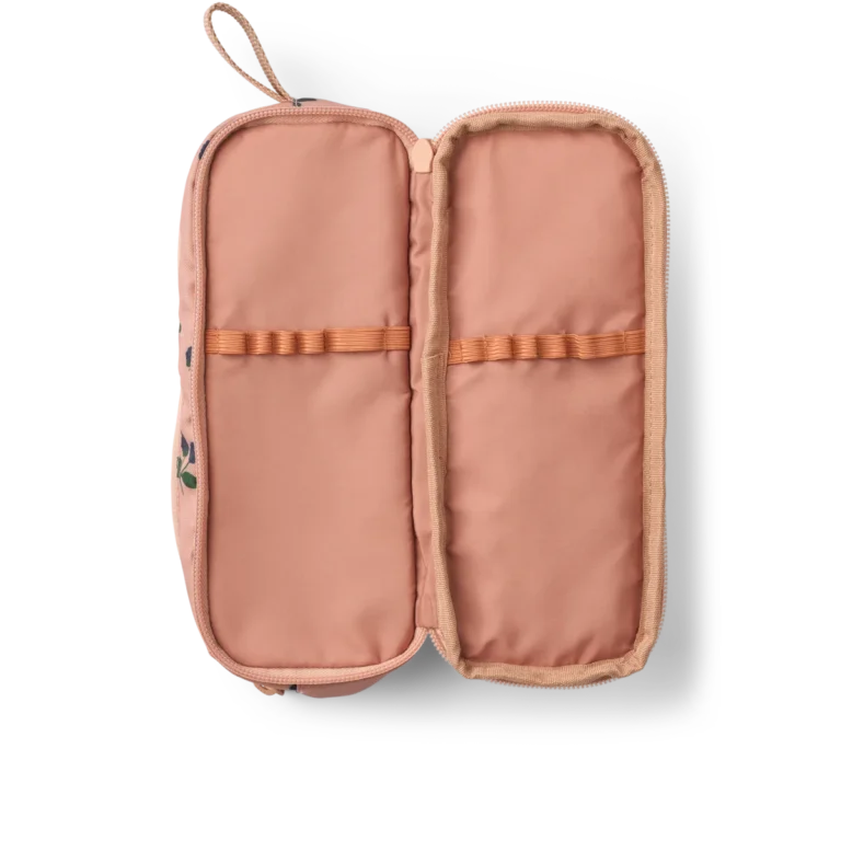 Trousse d'école baies rose Liewood sur fond blanc vue intérieur