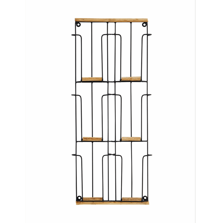 Porte cartes postales en bois – Noir – 6 cartes - Madam Stoltz - Vu de face sur fond blanc