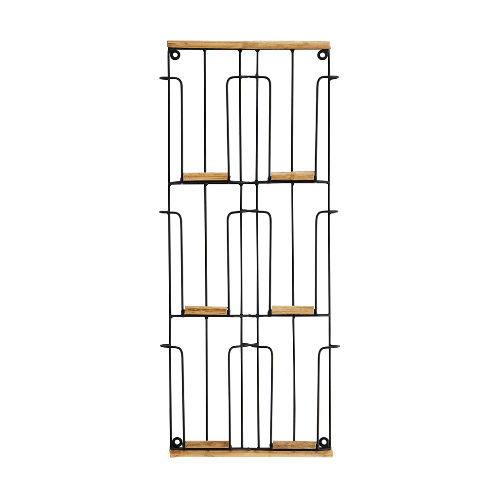 Porte cartes postales en bois – Noir – 6 cartes - Madam Stoltz - Vu de face sur fond blanc