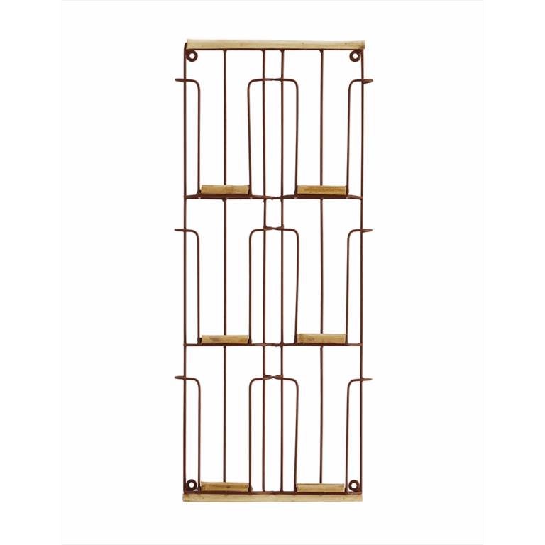 Porte cartes postales en bois – Rouille – 6 cartes - Madam Stoltz - Vu de face sur fond blanc